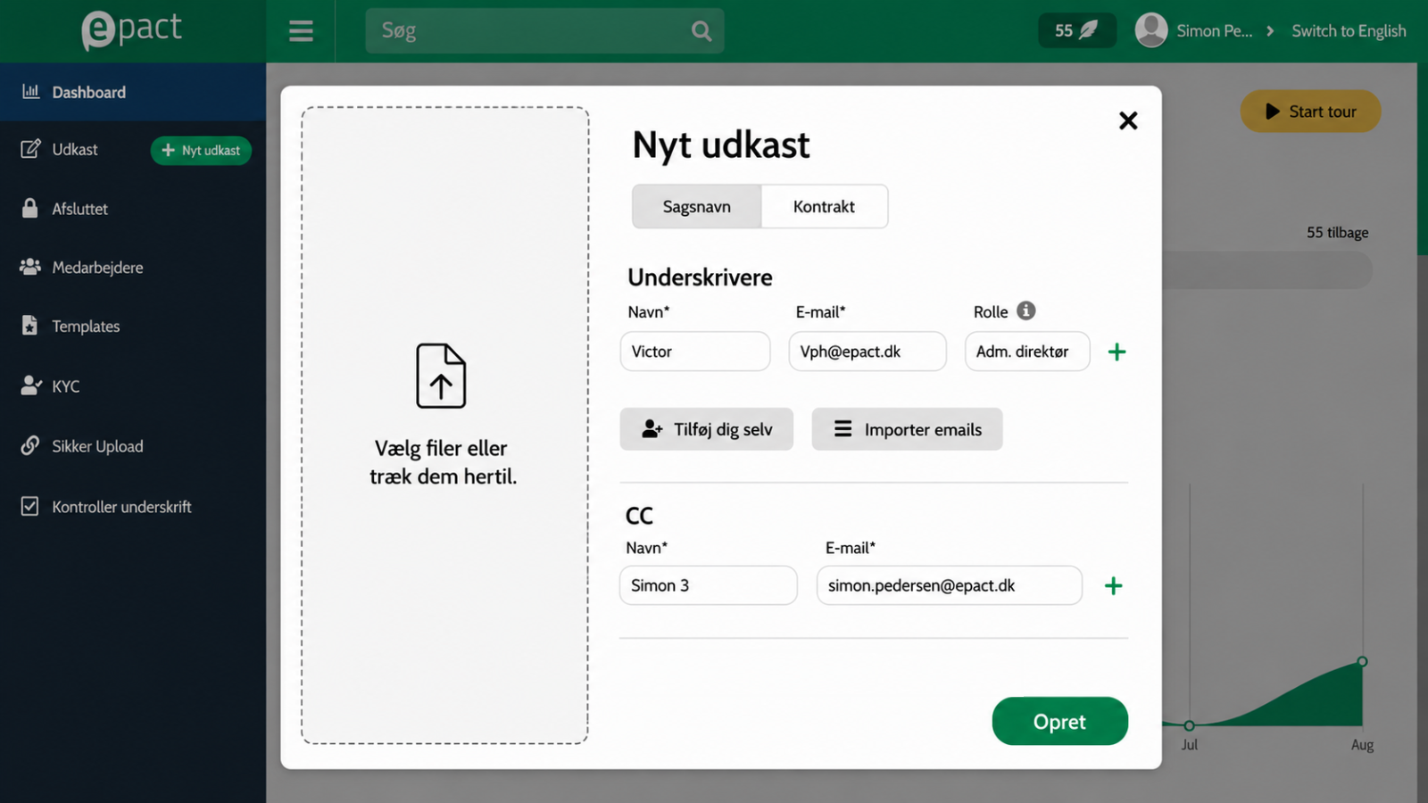Oprettelse af et nyt udkast i ePact Sign